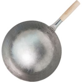 Wok Ronde Bodem Handgemaakt (15 Inch)